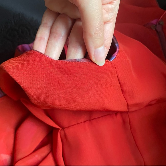 Banana Republic Silk Red Watercolor Dress - Picture 12 of 13